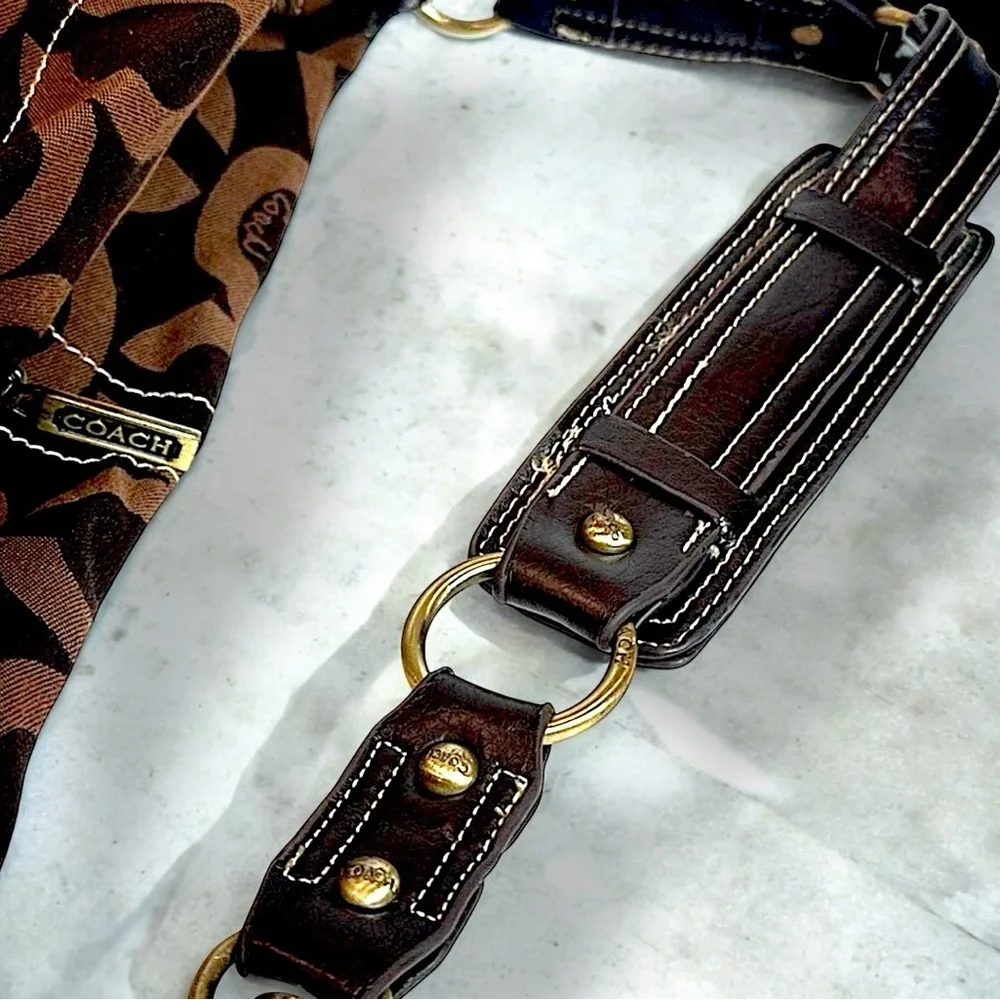 Vintage Signature Brown Shoulder Bag Gold Hardware Y2K - Picture 7 of 7